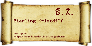 Bierling Kristóf névjegykártya