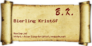 Bierling Kristóf névjegykártya